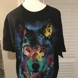 Liquid Blue Cosmic Wolf T Shirt  1X  24-25 Inches Across  NWT  Box LB1